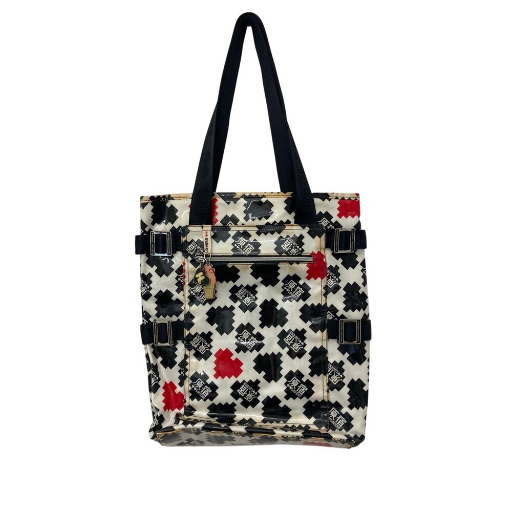 Harajuku Lovers Vintage Y2K Black White Red Pixel Hearts Kanji Tote Bag Purse